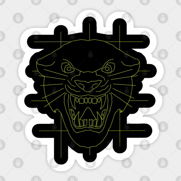 Panther head face drawing in yellow Sticker by Namwuob